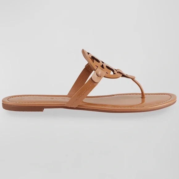 Tory Burch Miller Patent Leather Thong Sandals Brown 7 NEW - Picture 3 of 6